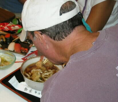Dave Godwin enjoying his udon